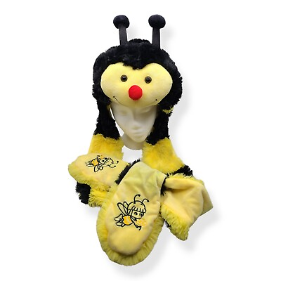 #ad Plush Bumble Bee Hat Scarf Mitten Combo Cosplay 3 in 1 Novelty Costume EUC