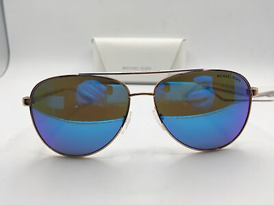 #ad Michael Kors 0MK5007 Women#x27;s Rose Gold White Frame Blue Lens Aviator Sunglasses