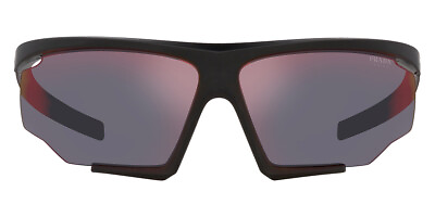 #ad Prada PS Sunglasses Men Black Rubber Mirrored Orange 76mm New 100% Authentic