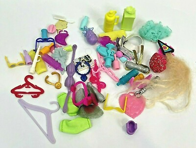#ad Vintage Barbie Doll Accessories Hangers Hair Glasses Jewelry Belts Clips Lot