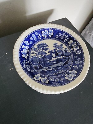 #ad 9 Spode Blue Tower Bread Plates