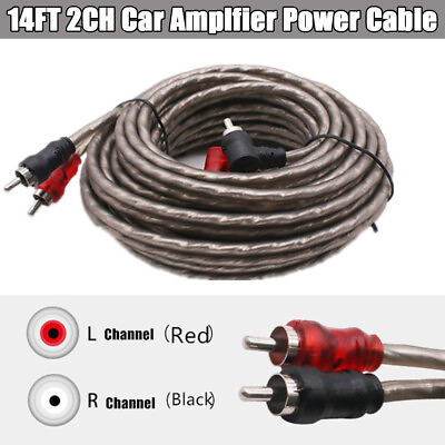 #ad 1500W Car Amplifier Wire Audio Subwoofer AMP RCA Power Cable Line AGU FUSE Gray