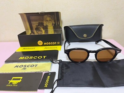 #ad MOSCOT LEMTOSH Sunglasses 49 24 145 COL. BLACK CE Lens Brown With Case