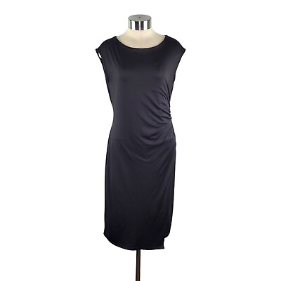 #ad Verse Saskia Black Sleeveless Side Ruched Jersey Knit Wrap Dress Women#x27;s Size M
