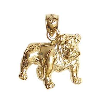 #ad New 14k gold Bulldog pendant