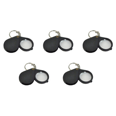 #ad 5PC Keychain 5X Magnifying Loupe Jewelry Jewelers Pocket Magnifier Eye Loop