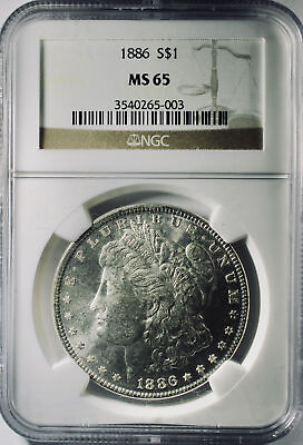 #ad 1886 Morgan Silver Dollar NGC MS 65 Mint State 65