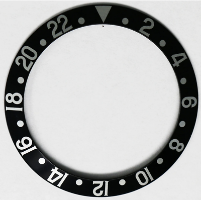 #ad Bezel Insert Aluminum For Rolex GMT Black Vintage Silver Fat Font