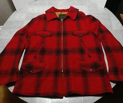 #ad Vintage Patrick Duluth Wool Shirt Jacket Buffalo Plaid USA Heavy 1950#x27;s Size 48
