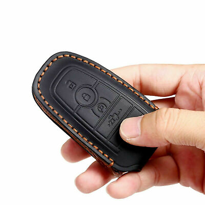 #ad 5 Button Leather Remote Key Cover Case Holder Fob Bag For Ford F 150 Accessories