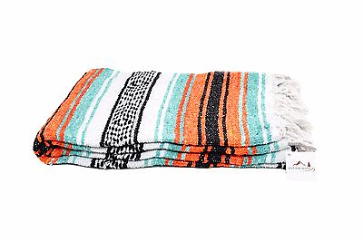 #ad Mint and Orange Mexican Blanket Serape Throw Mexican Yoga Boho Falsa Blanket XL