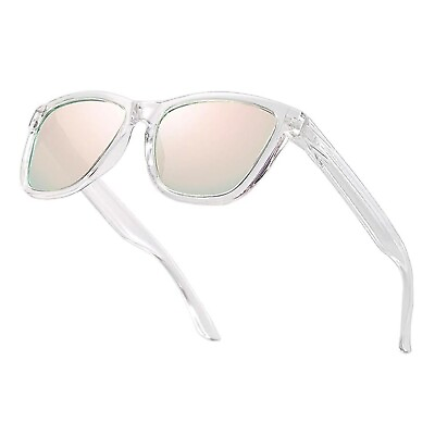 #ad Women#x27;s Transparent Clear Rose Gold Lens Trendy Retro Classic Sunglasses