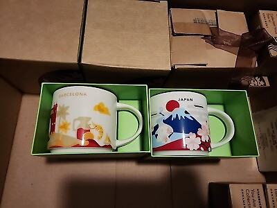 #ad Starbucks You Are Here Collection NEW Barcelona amp; Japan Coffee Mugs 14 Oz