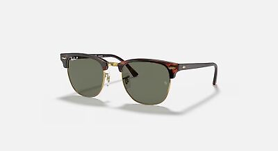 #ad Ray Ban Clubmaster Polished Red Havana Green Polarized G 15 51 mm Sunglasses