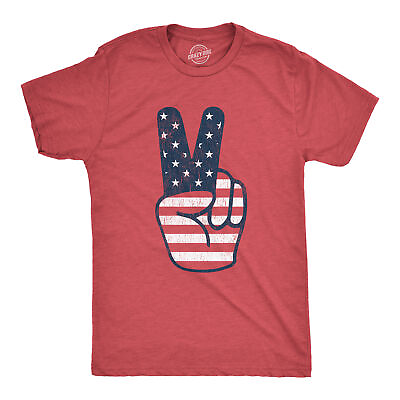 #ad Mens Peace Sign American Flag Tshirt 4th Of July USA Patriotic Party Graphic Tee