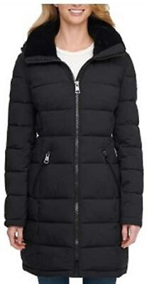 #ad SALE Andrew Marc Ladies#x27; Long Stretch Parka Coat Fur Lined Hood Jacket