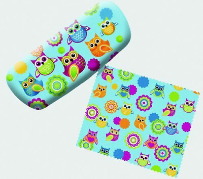 #ad Eyeglass Case with Matching Cleaning Cloth Covered In Owls