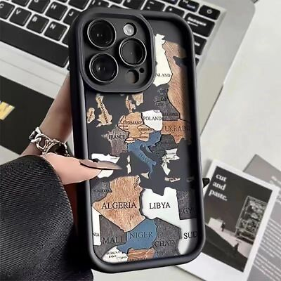 #ad Soft TPU Map Pattern Case For iPhone 15 14 13 12 11 Pro Max XS XR 7 8 Plus Cover