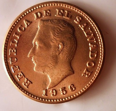 #ad 1956 EL SALVADOR CENTAVO AU RED Scarce Excellent Collectible Coin BIN #A