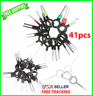 #ad 41PCS Wire Terminal Removal Tool Car Electrical Wiring Crimp Connector Pin Key