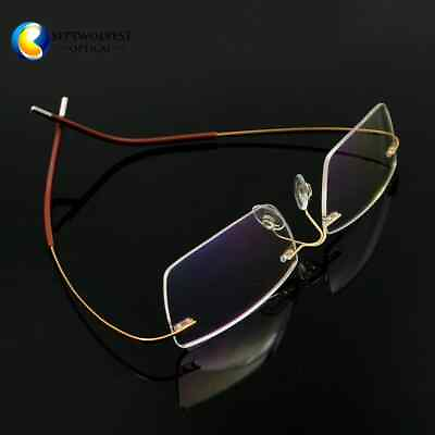 #ad Reading Titanium Eyeglass Rimless Flexible lightweight with poly lens 0 TO 3.0