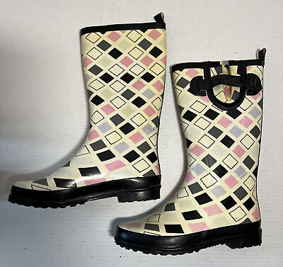 #ad Gabriella Rocha Women’s Stylish Rain Boots Multi Color Size 7 High Calf