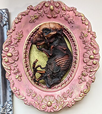 #ad Mummified Piglet Taxidermy Bacon Seed Oddity Art Ornate Pink Frame Gothic Art