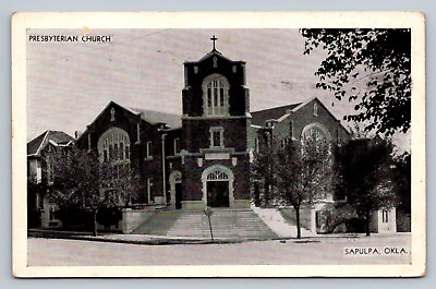 #ad Postcard Oklahoma Sapulpa First Presbyterian Church Photo Vue Unposted F579