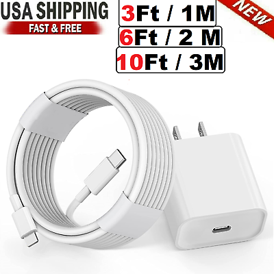 #ad Original 3 6 10ft USB C Wall Charger Cable For iPhone 8 10 11 12 13 14 pro Max $9.99