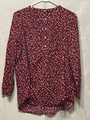 #ad Old Navy Womens Size Medium Red Floral Long Sleeve Vintage Style Paisley Style