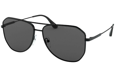 #ad Authentic PRADA PR 63XS 1AB08G Sunglasses Black Grey Polarized *NEW* 61 mm