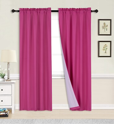 #ad 2pc set window curtain panel 100% privacy blackout lined drapery for bedroom R64