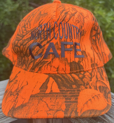 #ad Blaze Orange Camouflage Snapback Hat North County Cafe Hunt Fish Camp