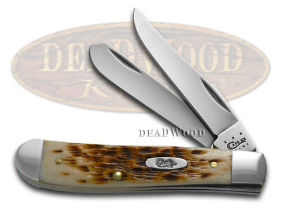 #ad Case xx Knives Mini Trapper Jigged Amber Bone Stainless Pocket Knife 00013