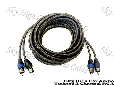 #ad Sky High Car Audio 2 Channel Twisted 20 ft RCA Cables Coated 20#x27; OFC
