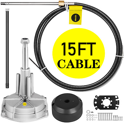 #ad 15 Feet SS13715 Boat Cable Rotary Steering System Outboard Kit 15 Feet Marine