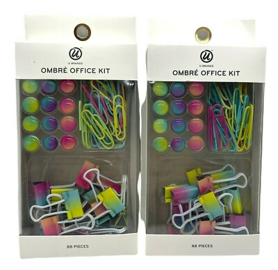 #ad U Brands Ombre Office Accessories Kit 88 Pack Multicolor Lot of 2
