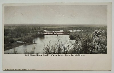 #ad Rock Island IL Illinois Rock River Black Hawk#x27;s Watch Tower Vintage Postcard M5 $11.99
