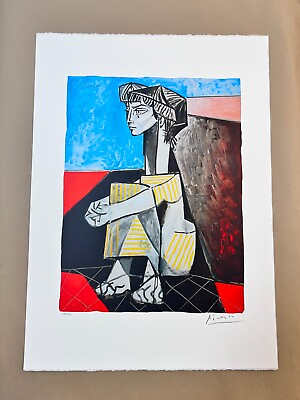 #ad Pablo Picasso Portrait of Jacqueline 1954 Pl.Signed Hand Number Ltd Ed Print