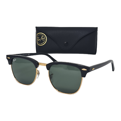 #ad Ray Ban CLUBMASTER RB3016 W0365 51mm Black Lens Green RB G 15 Unisex Sunglasses