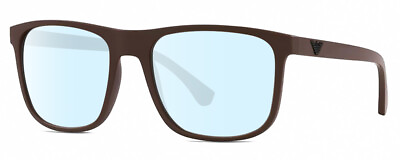 #ad Emporio Armani EA4129 Men Square Designer Blue Light Blocking Glasses Brown 56mm