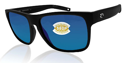 #ad New Costa Del Mar Spearo Sunglasses 90130559 Matte Black Polarized Blue Mirror