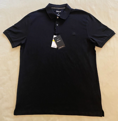 #ad New DKNY Black Essential Polo Shirt Mens Size Medium