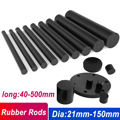 #ad Black Solid Rubber Round Rods Rod Materials Engineering Bar Billet Dia 21 150mm