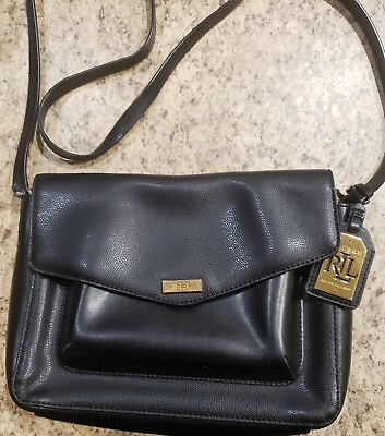 #ad 🌻Vintage Ralph Lauren Black Leather Purse Shoulder Bag Rare Find 🌻
