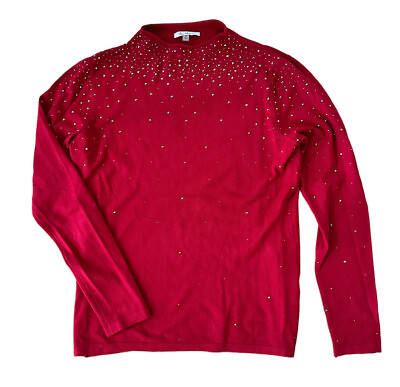 #ad Vila milano Red Rhinestone Sweater Size S