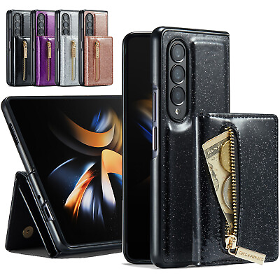 #ad For Samsung Galaxy Z Fold4 Fold3 Magnetic Bling Leather Wallet Detachable Case