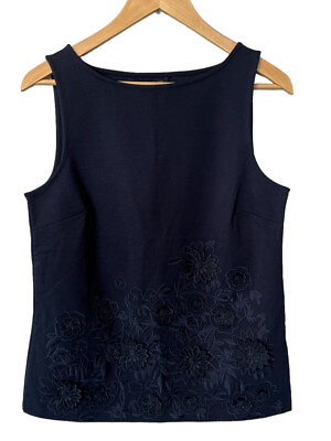 #ad Banana Republic navy blue 3D embroidered floral tank top XS