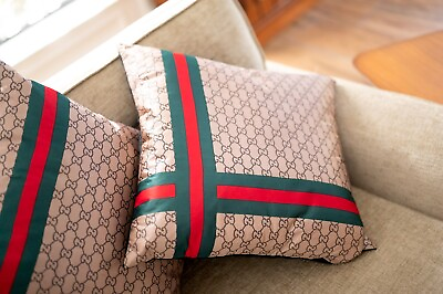 #ad Classic Gucci GG Logo Accent Pillow Made From Authentic Gucci Scarf 