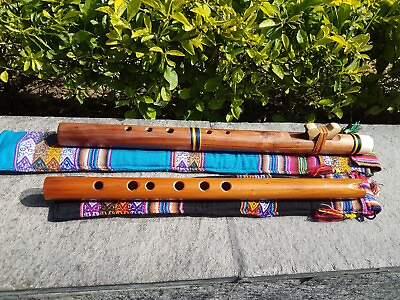 #ad 2 NATIVE AMERICAN STYLE FLUTE EXOTIC BUFFALO CARVED BONE QUENA FLUTE NEW